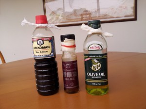 Oil and sauce bottles
